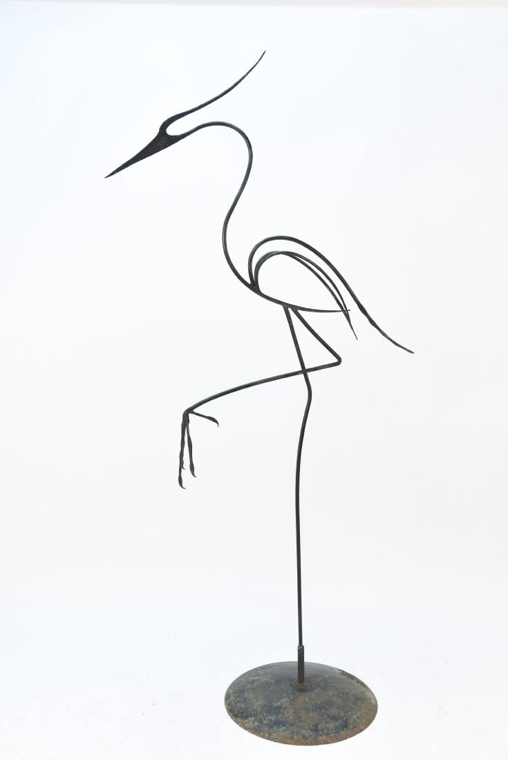 IRON CRANE BIRD SCULPTURE (1 of 12)