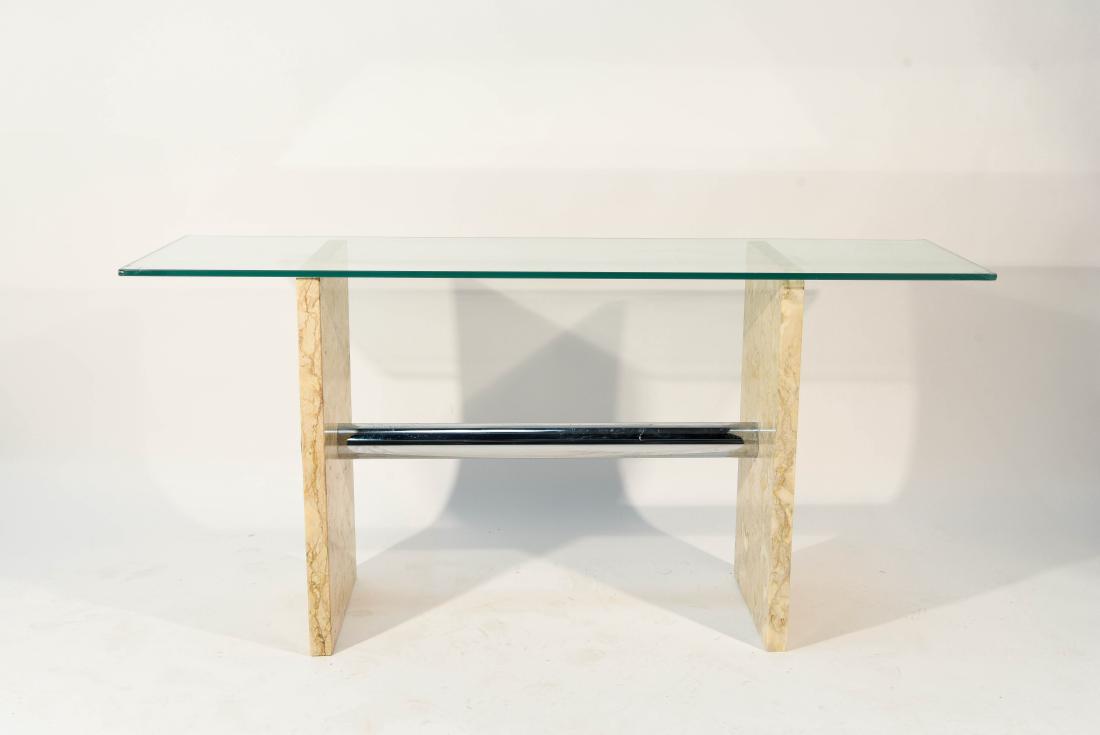 PACE STYLE MARBLE GLASS & CHROME CONSOLE TABLE (1 of 8)