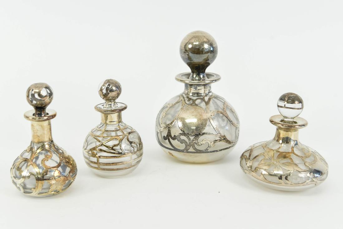 (4) SILVER OVERLAY PERFUME BOTTLES (1 of 7)