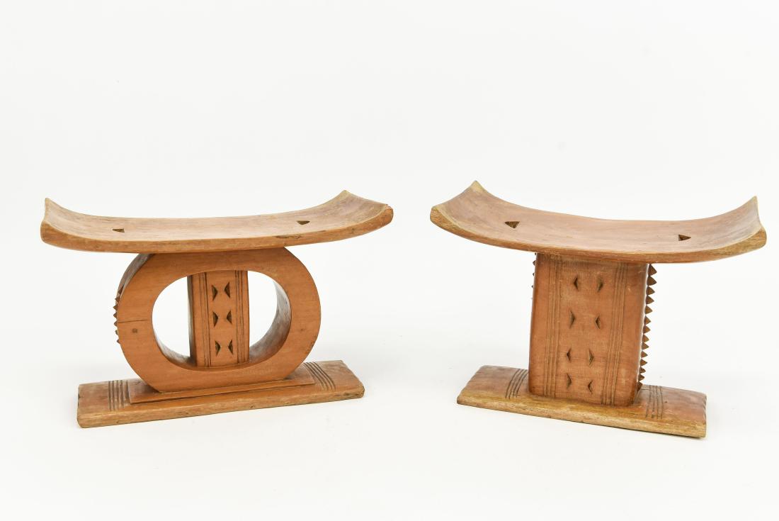 PAIR OF AFRICAN CARVED SEATS (1 of 10)