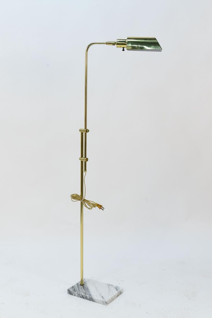 ADJUSTABLE BRASS LIBRARY HOOD LAMP W/ MARBLE BASE (1 of 8)
