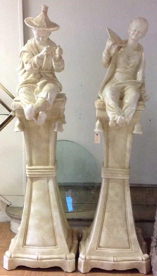 PAIR OF ASIAN HOLLYWOOD REGENCY STYLE CERAMIC (1 of 4)