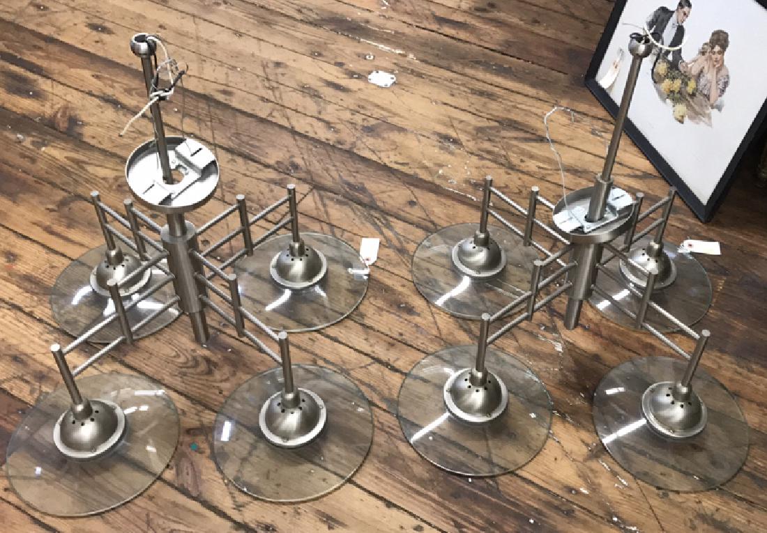 (2) STAINLESS & GLASS CONTEMPORARY CHANDELIERS (1 of 5)