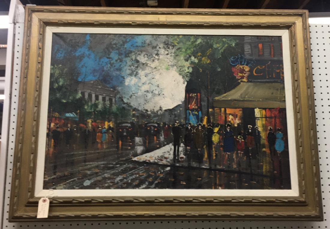 O/C PARIS STREET SCENE SIGNED CORDELL (1 of 5)