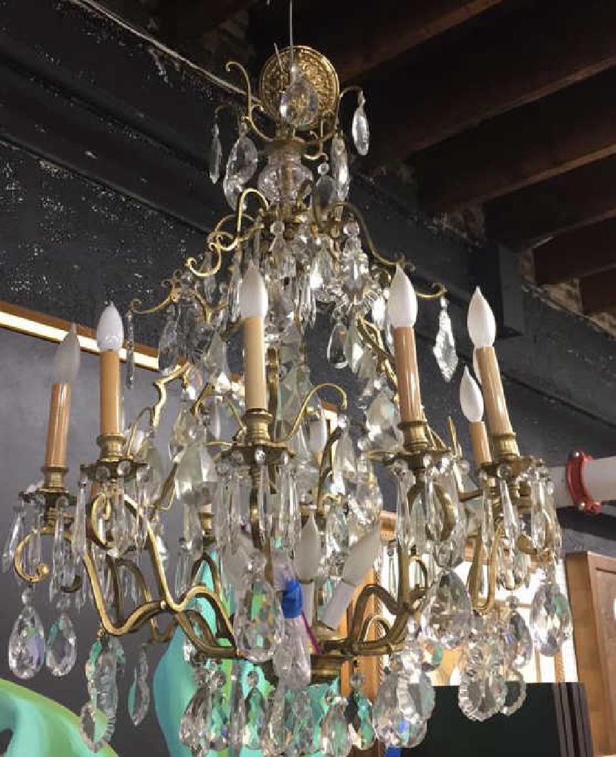 BRASS & DROP CRYSTAL CHANDELIER (1 of 6)
