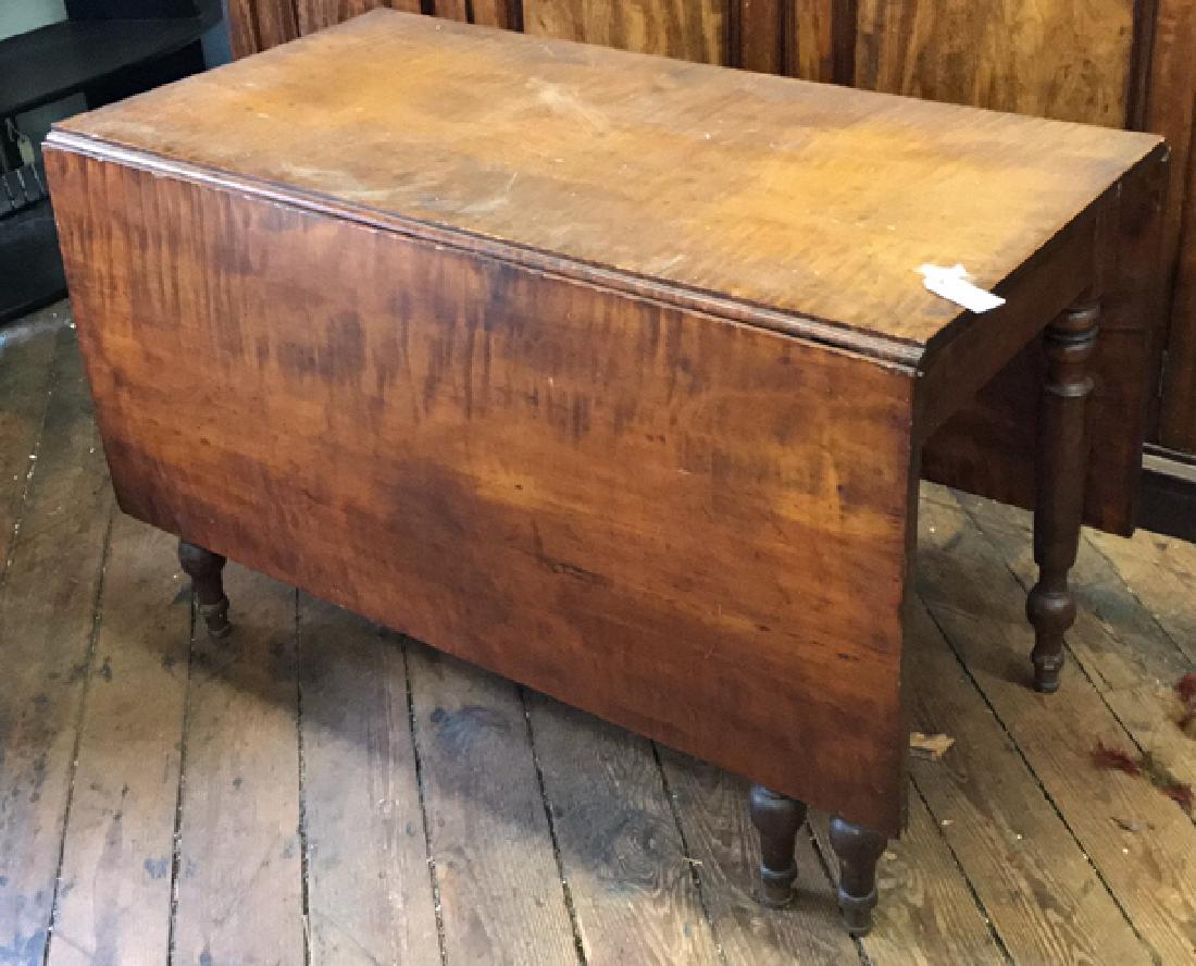 19TH C TIGER MAPLE DROP LEAF TABLE (1 of 7)