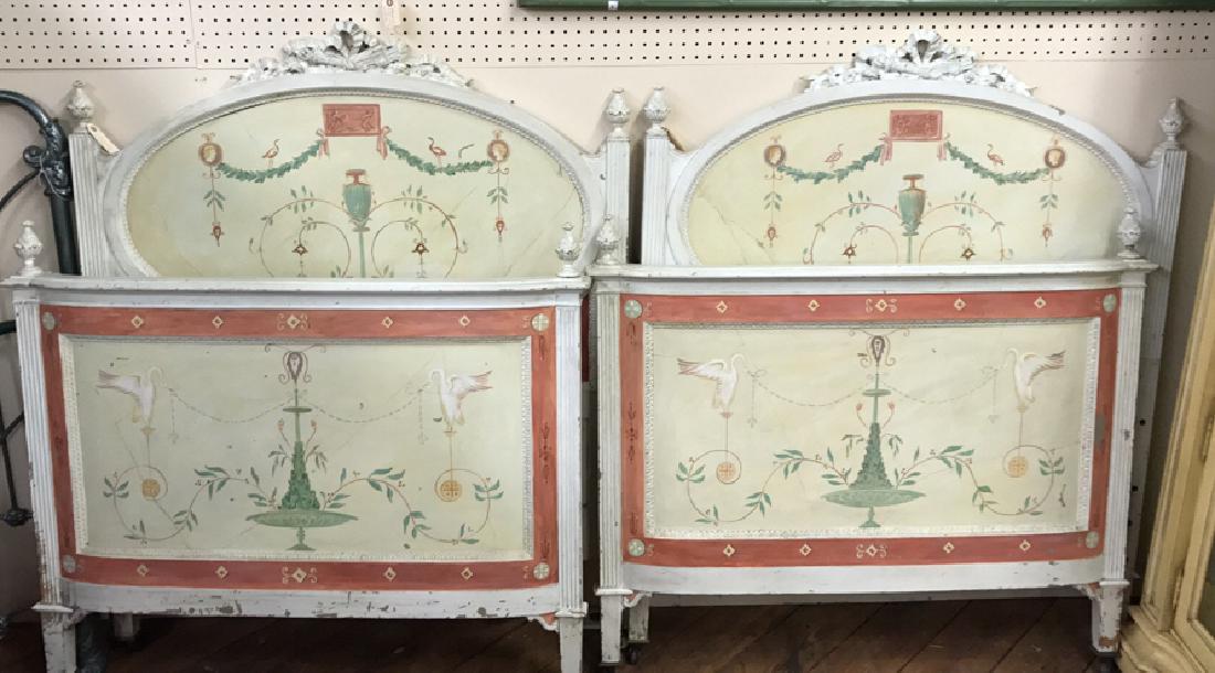 PAIR OF FRENCH STYLE PAINTED TWIN BEDS (1 of 8)