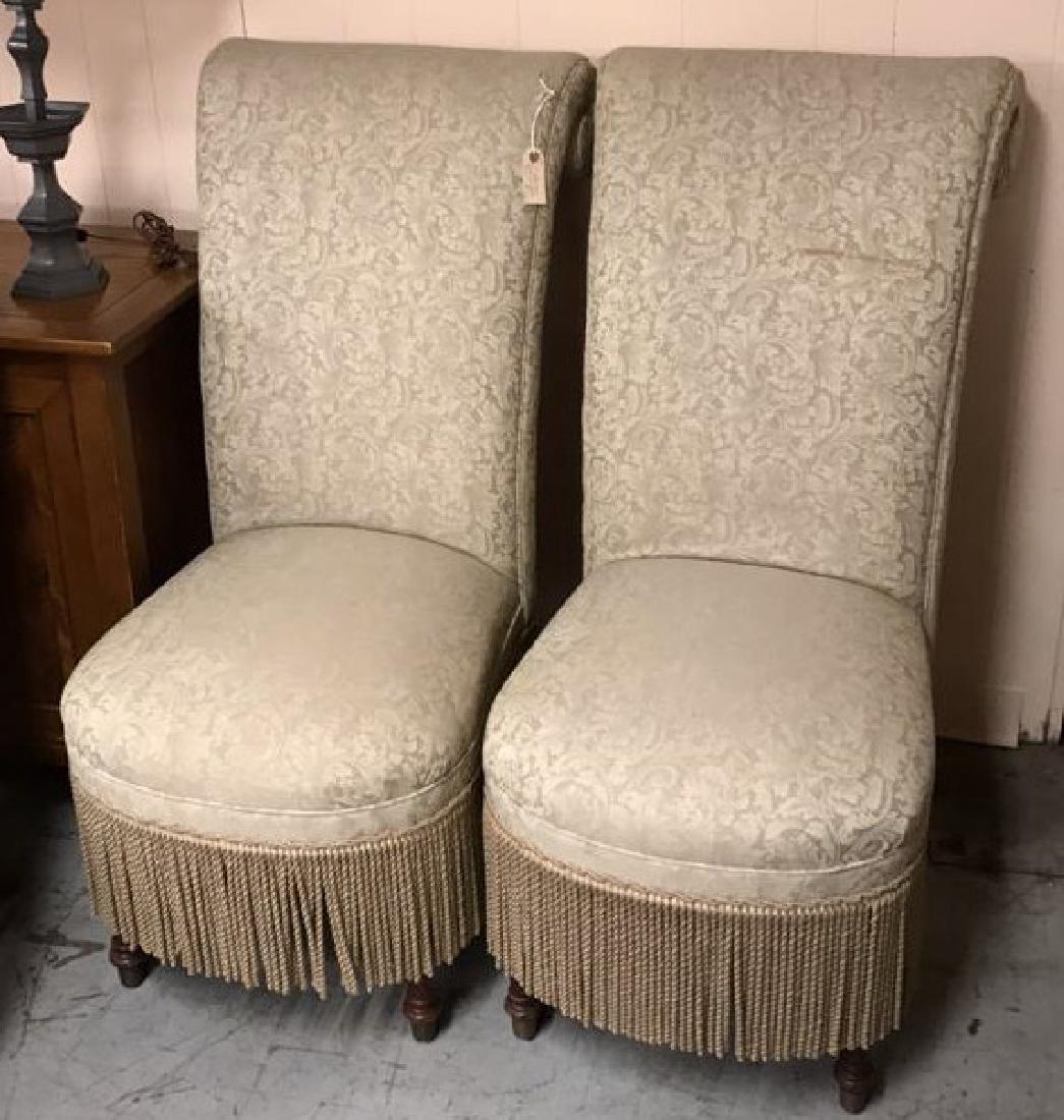 PAIR OF UPHOLSTERED SLIPPER CHAIRS (1 of 5)