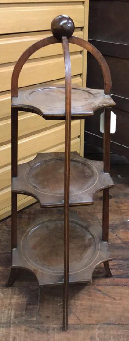 EDWARDIAN CAKE STAND: Dimensions: H 34" x W 14.25" x D 12" Condition: Few surface scratches.