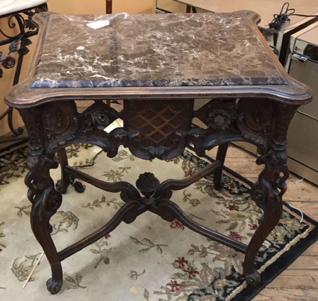 CARVED RENAISSANCE STYLE MARBLE TOP TABLE (1 of 10)