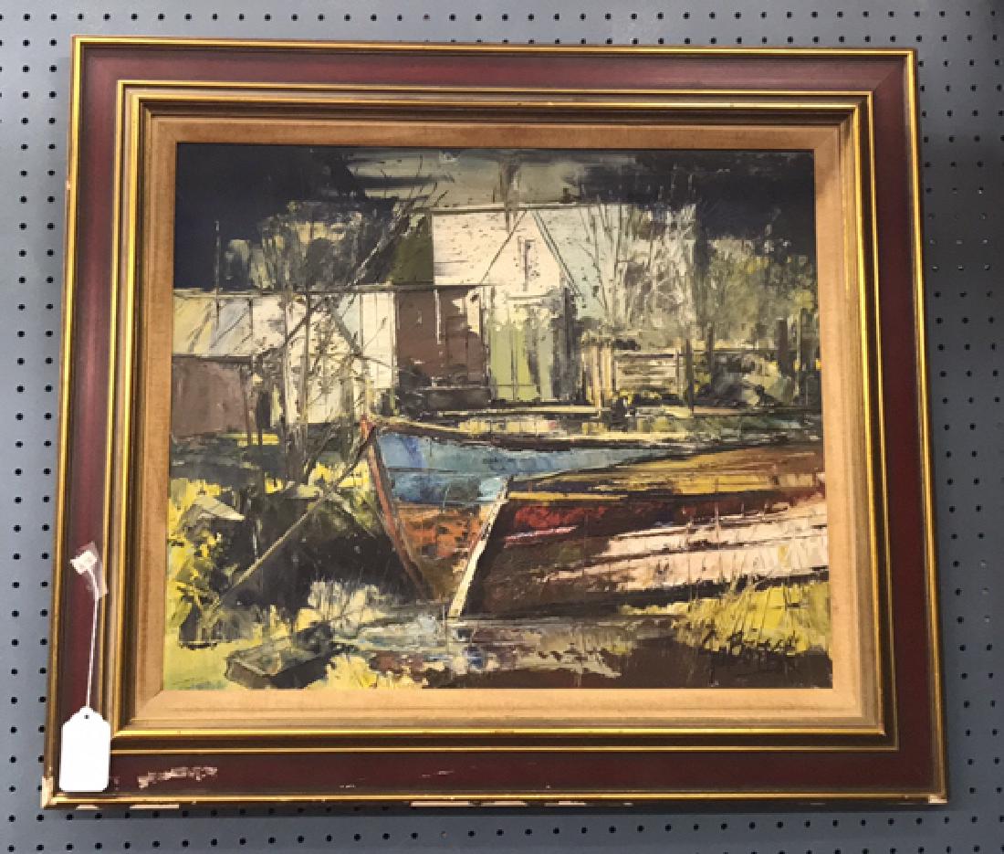 MID CENTURY ABSTRACT BOAT PAINTING (1 of 4)