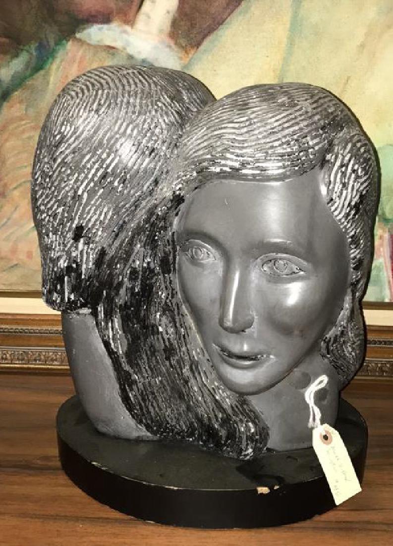 DOUBLE HEAD CARVED MARBLE SCULPTURE (1 of 4)