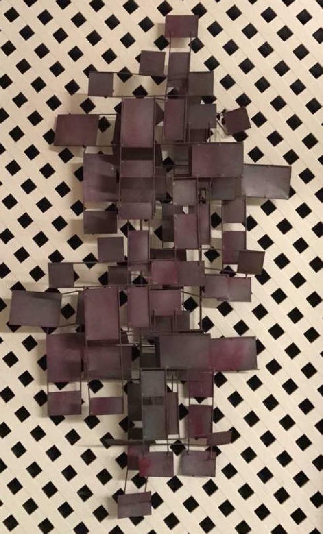BRUTALIST METAL WALL SCULPTURE: Dimensions: H 42.25" x W 21" x D 4.25" Condition: Some rust showing through.