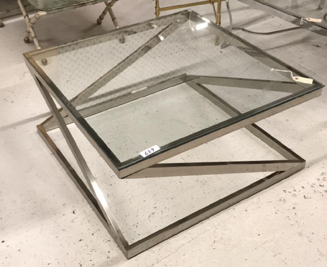 CONTEMPORARY GLASS AND CHROME COFFEE TABLE (1 of 5)