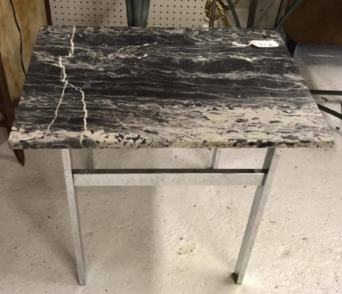 CHROME AND MARBLE SIDE TABLE (1 of 5)