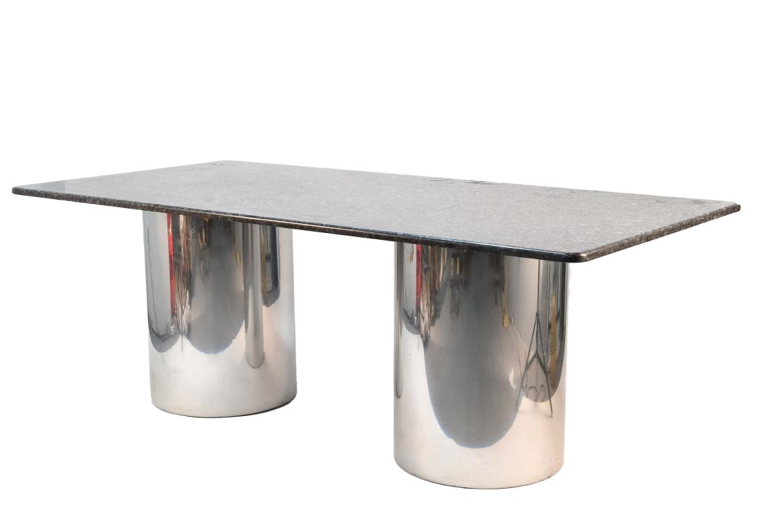 GRANITE CHROME PEDESTAL DINING TABLE (1 of 10)
