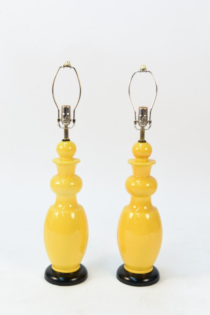 PAIR OF YELLOW CERAMIC MID-CENTURY LAMPS (1 of 8)