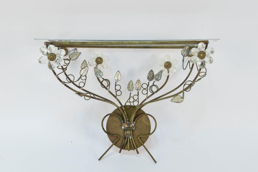 ITALIAN GLASS & BRASS WALL SHELF (1 of 8)