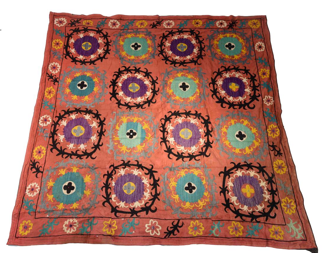 EMBROIDERED SILK SUZANI TAPESTRY (1 of 9)