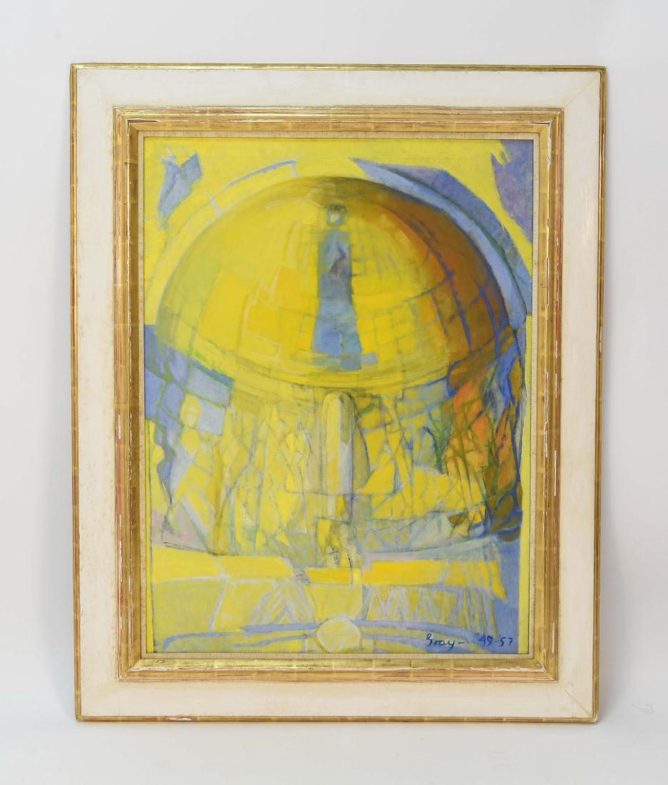 CLEVE GRAY (AMERICAN 1918 -2004): 1949-1957. Oil on canvas, signed and dated to lower right corner. Dimensions: (Frame) H 51.75" x W 41" (Sight) H 39.5" x W 29.5" Condition: Wear to frame. Note: The artist Cleve Gray was represented b