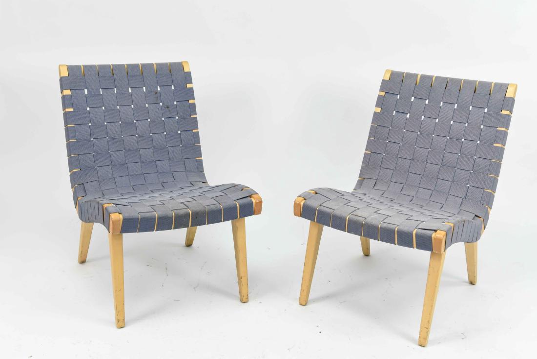 PAIR OF BLUE JENS RISOM LOUNGE CHAIRS (1 of 8)