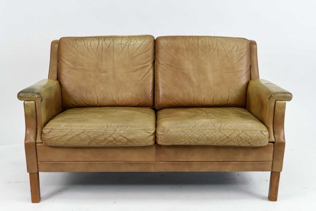 DANISH MID-CENTURY TAN LEATHER SOFA (1 of 10)