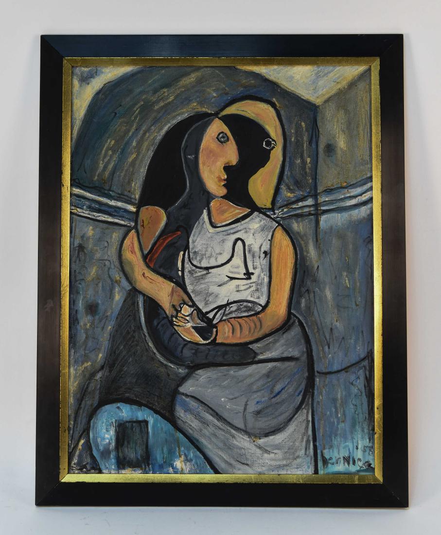 CUBIST PORTRAIT O/C SIGNED BERNICE 1958 (1 of 9)