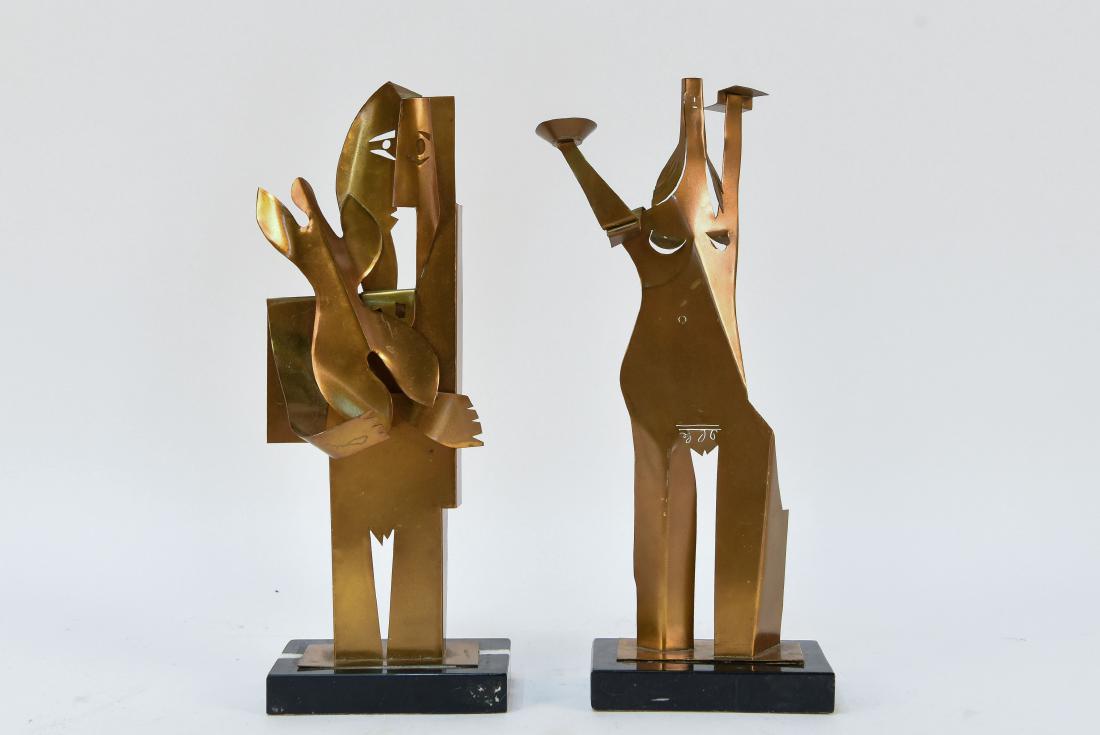PAIR OF ABSTRACT BRASS FIGURE SCULPTURES (1 of 8)
