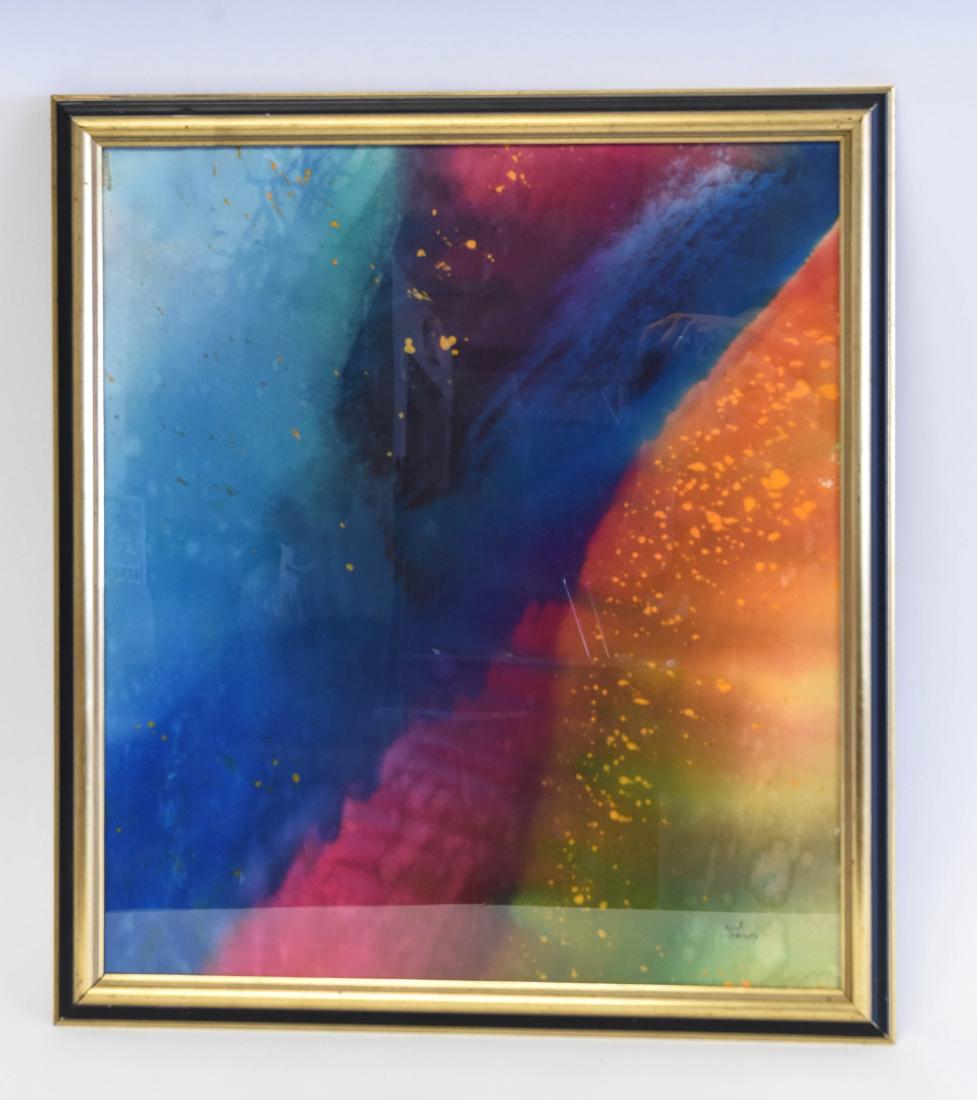 MARCELLE LOUBCHANSKY (1917-1988): Untitled (abstract colors.) Watercolor on heavy paper, signed lower right. Dimensions: (Frame) H 27" x W 24" Condition: Small tape stain mark upper left side.
