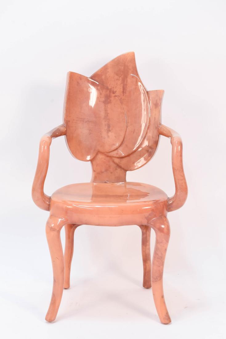 ENRIQUE GARCEL LACQUER CHAIR: Dimensions: H 37" X W 23" x D 20" Condition: Mild surface scratches.