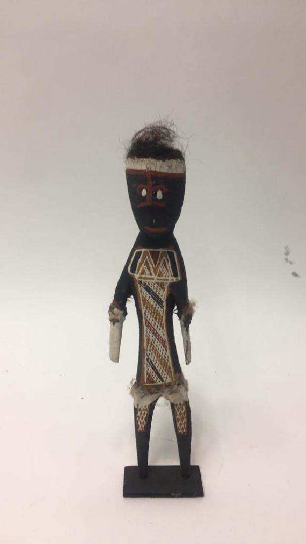 ABORIGINAL FIGURE SCULPTURE: Dimensions: H 12.5" x W 2.75" x D 1.5" Condition: Wear throughout.