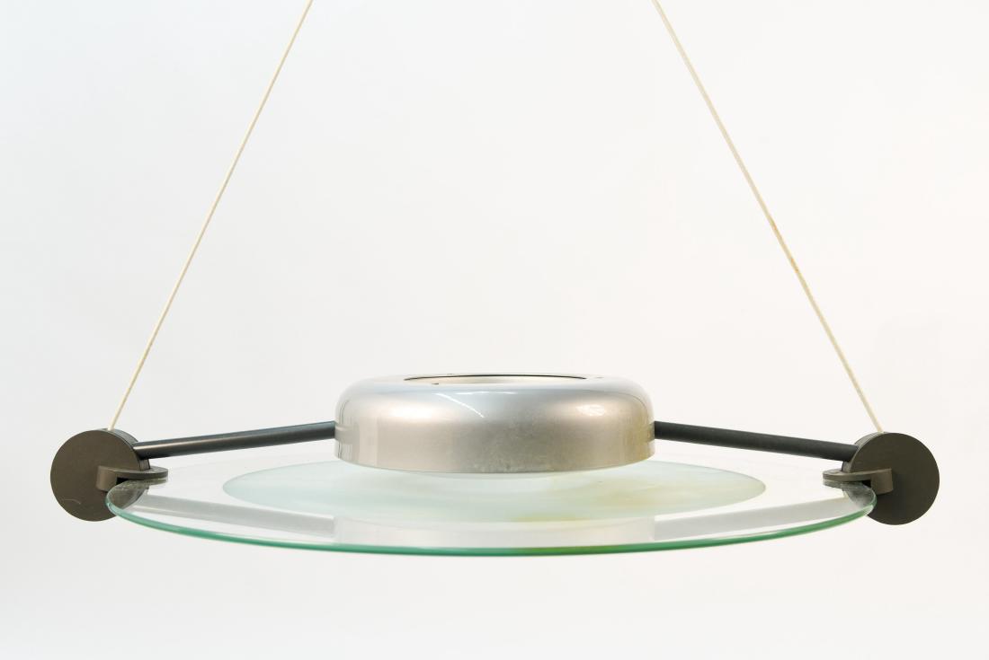 ARTEMIDE CYCLOS HANGING LAMP M. LUCCHI: Dimensions: H 4.5" x W 27.25" x D 21.25" Condition: Needs rewiring.