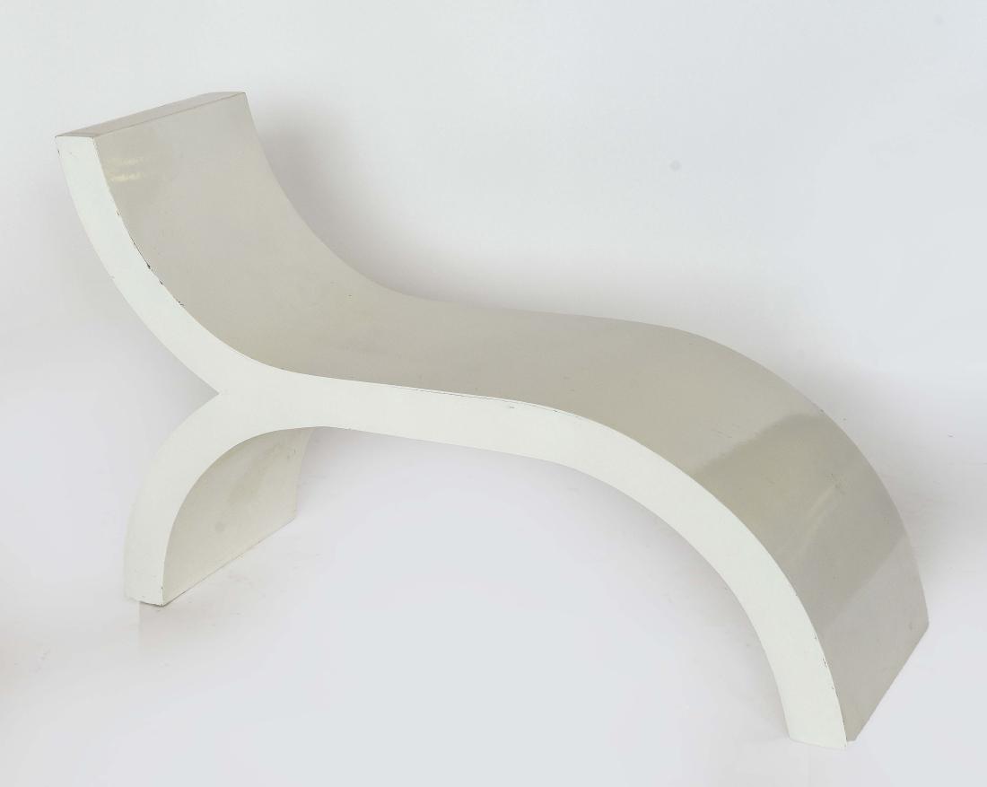 WHITE PAINTED WOODEN SCULPTURAL BENCH (1 of 6)