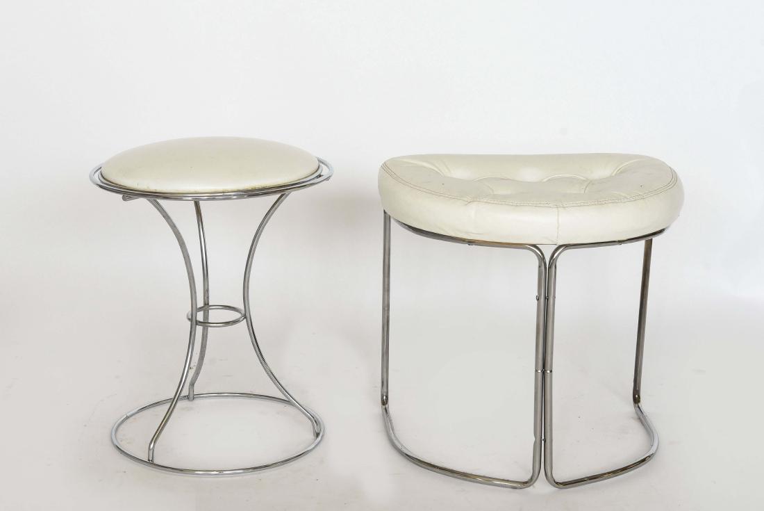 (2) MODERN CHROME AND VINYL VANITY STOOLS (1 of 7)