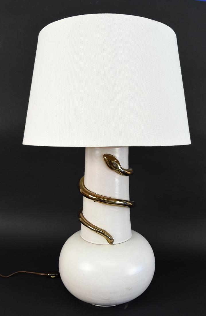 ITALIAN CERAMIC TABLE LAMP WITH SNAKE (1 of 4)
