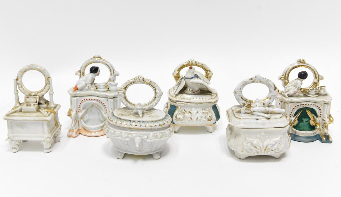 (6) VICTORIAN CHINA FAIRING TRINKET BOXES (1 of 6)
