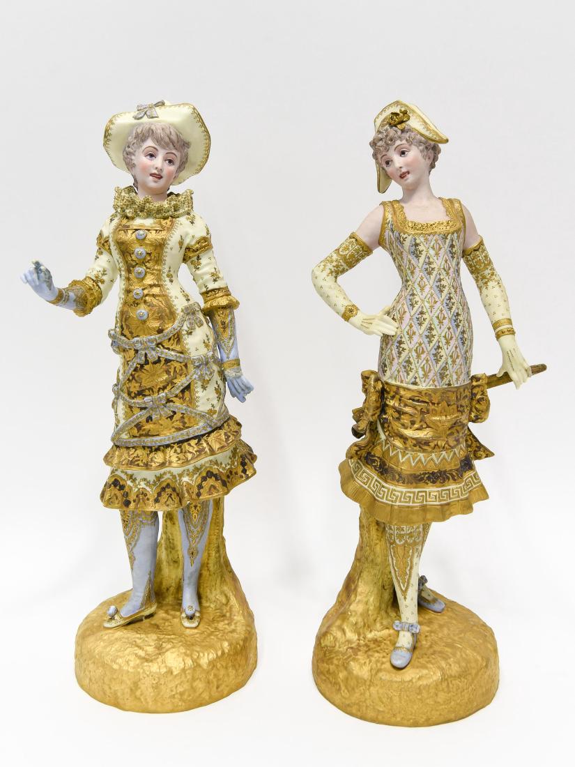 PAIR OF GERMAN DRESDEN PAINTED BISQUE FIGURES (1 of 8)