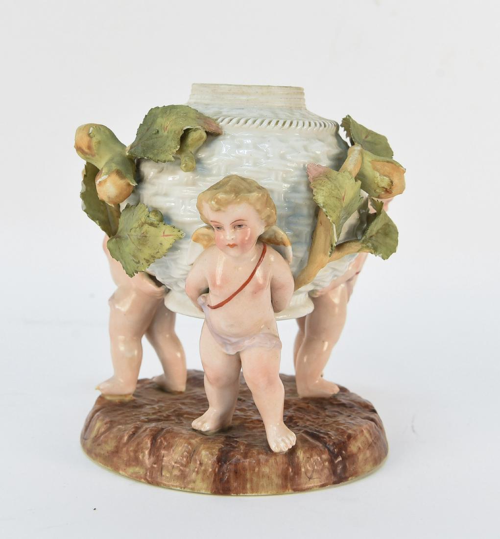 PAINTED PORCELAIN CHERUB VASE (1 of 8)