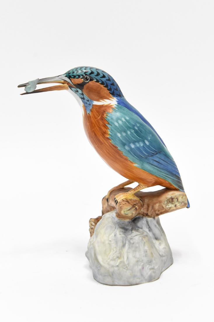 ENGLISH SPODE PORCELAIN KINGFISHER FIGURINE: Marked DM Spode England Bone China Kingfisher Alcedo Atthis underneath. Dimensions: H 6.5" x W 5.25" x D 3.75" Condition: No issues to note.
