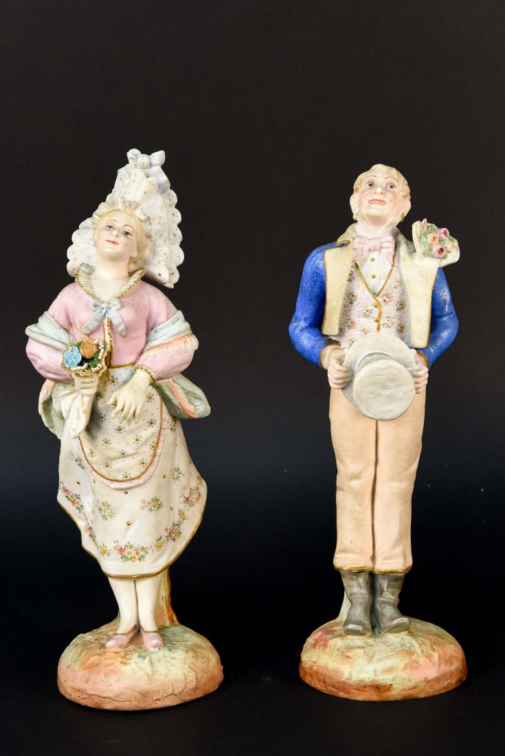 PAIR OF PAINTED BISQUE FIGURES (1 of 7)
