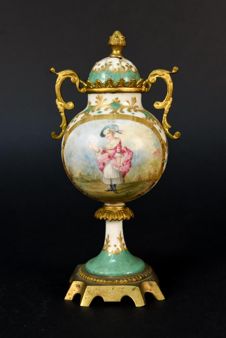 SEVRES PORCELAIN & BRASS LIDDED URN (1 of 5)