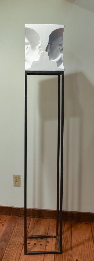 NIKOS NAVRIDES (GREEK 1958-): Untitled. Plaster top and steel base. Dimensions: H 67" x W 11" x D 8.5" cnavrni004 / C Condition: Some minor surface scratches to metal base.