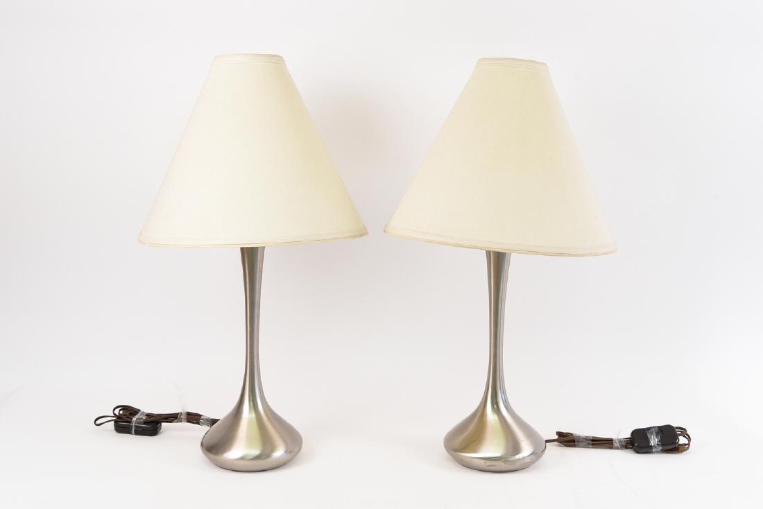 PAIR OF LAUREL NICKEL PLATED TABLE LAMPS (1 of 9)