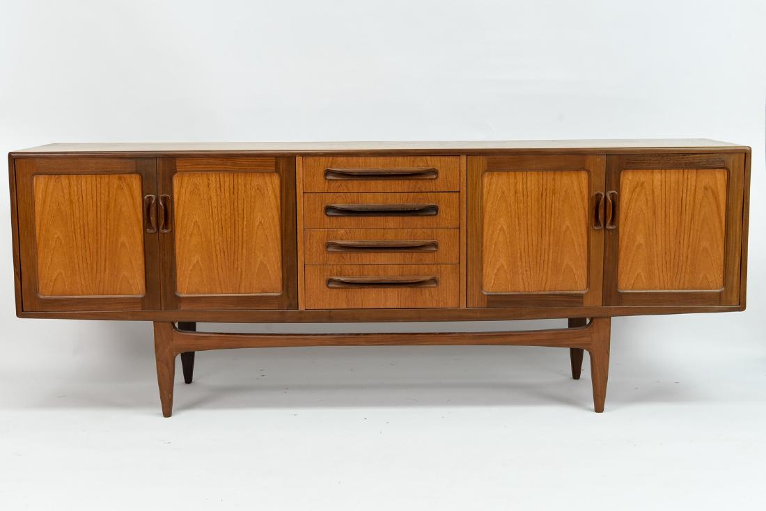 IB KOFOD LARSEN DANISH MID CENTURY SIDEBOARD: Dimensions: H 31.5" x W 84" x D 18" Condition: Some light surface scratches. Few small scuffs.