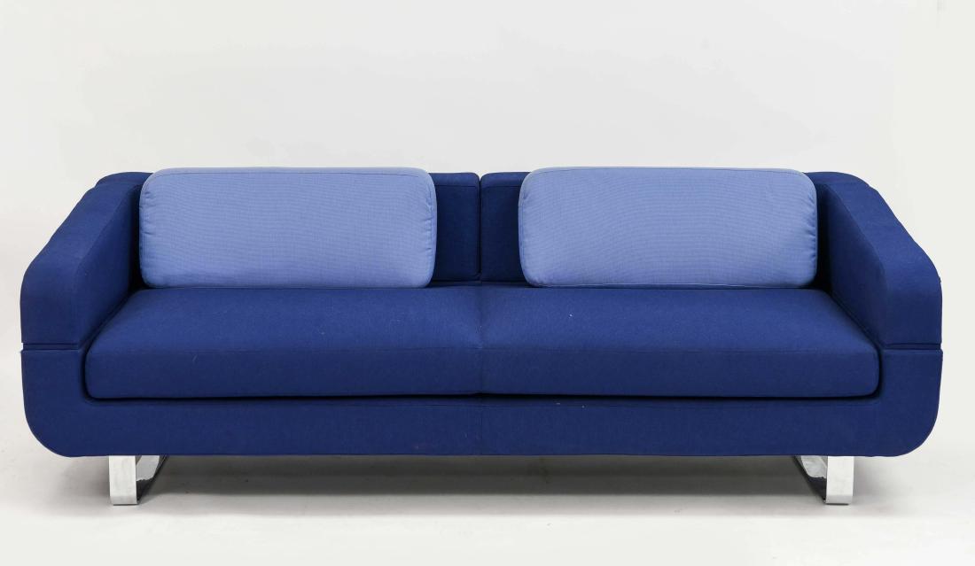 ESTEL MODERN BLUE AND CHROME SOFA (1 of 9)