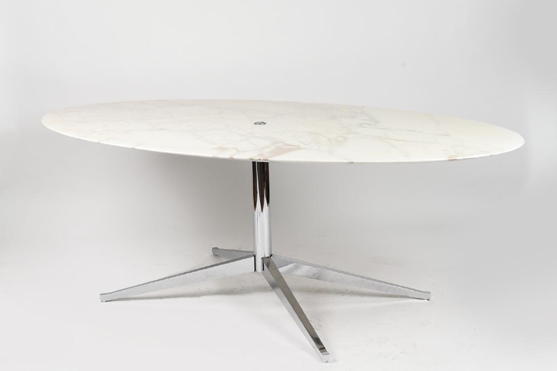 78" FLORENCE KNOLL OVAL MARBLE & CHROME TABLE (1 of 10)