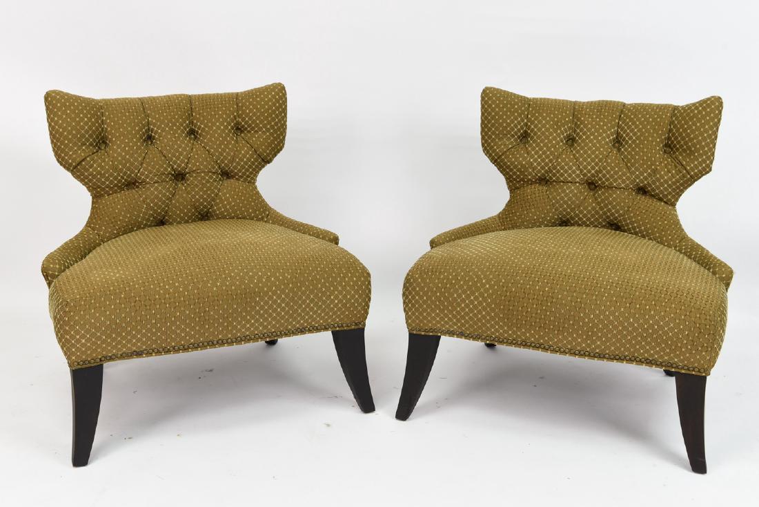 PAIR OF HOLLYWOOD REGENCY SLIPPER CHAIRS (1 of 9)