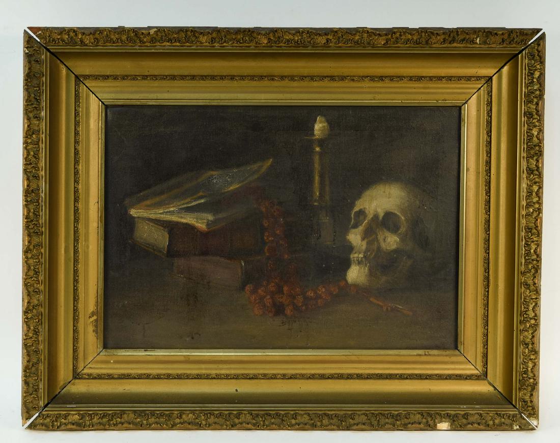 19TH CENTURY STILL LIFE WITH SKULL O/C (1 of 9)