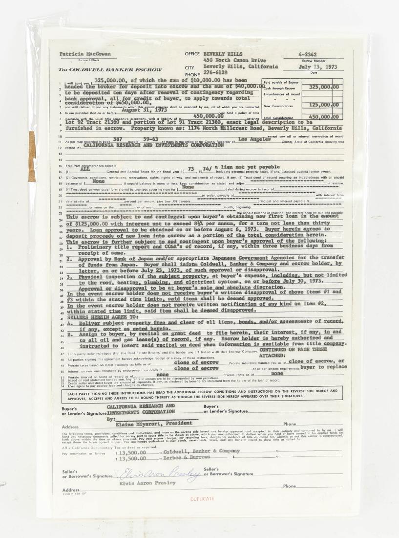 BANK DOCUMENT WITH ELVIS PRESLEY SIGNATURE (1 of 6)