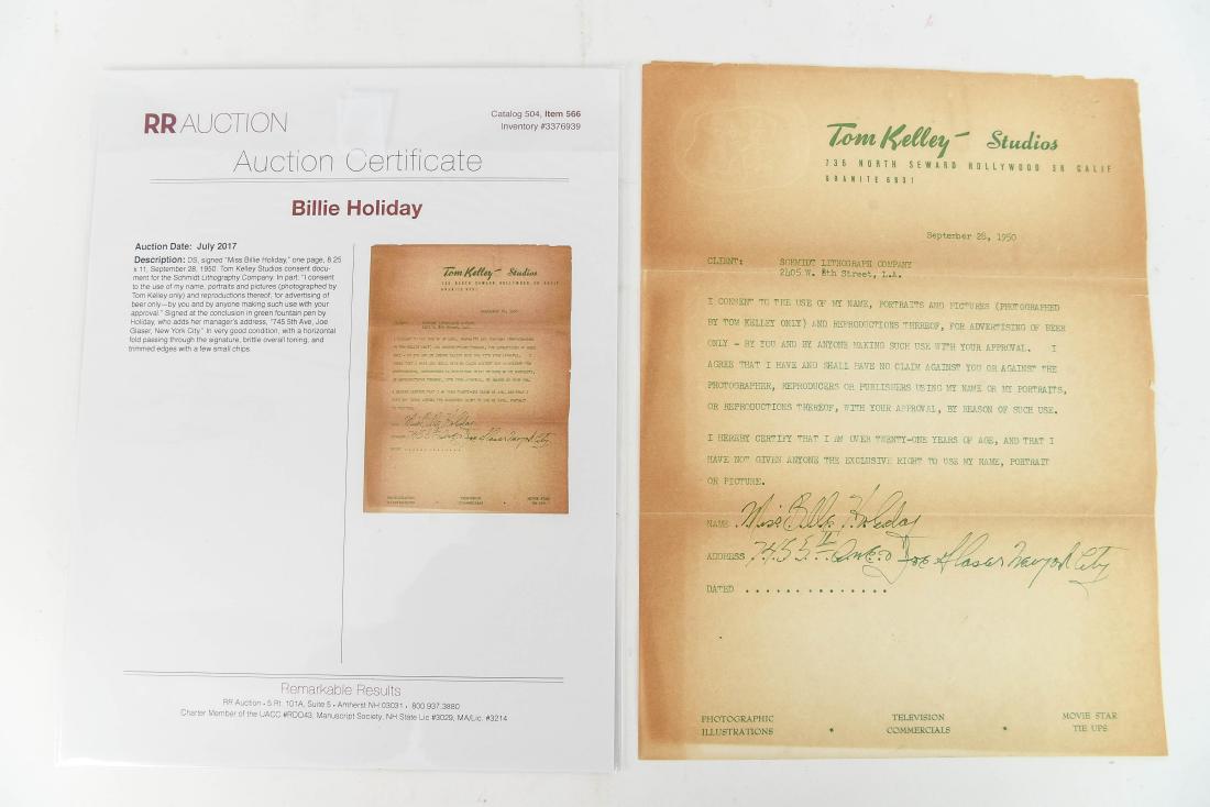 CONSENT DOCUMENT WITH BILLIE HOLIDAY SIGNATURE (1 of 7)